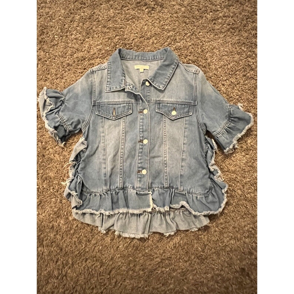 Chelsea and Violet Girls Short Sleeve Denim Jacket Size L Large